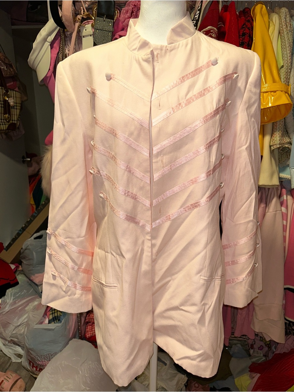 Light Pink Womens Military-Style Coat